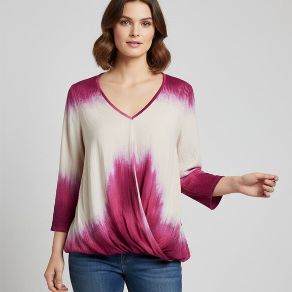 JM Collection Orchid Sunrise Purple & White Blouse Size 0X $64.50 - Picture 1 of 4